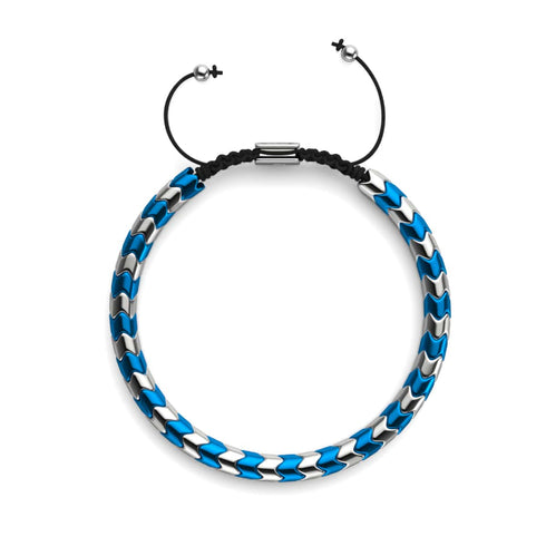 Serpentin | Blauer und silberner Hämatit x Silber | Wellenarmband
